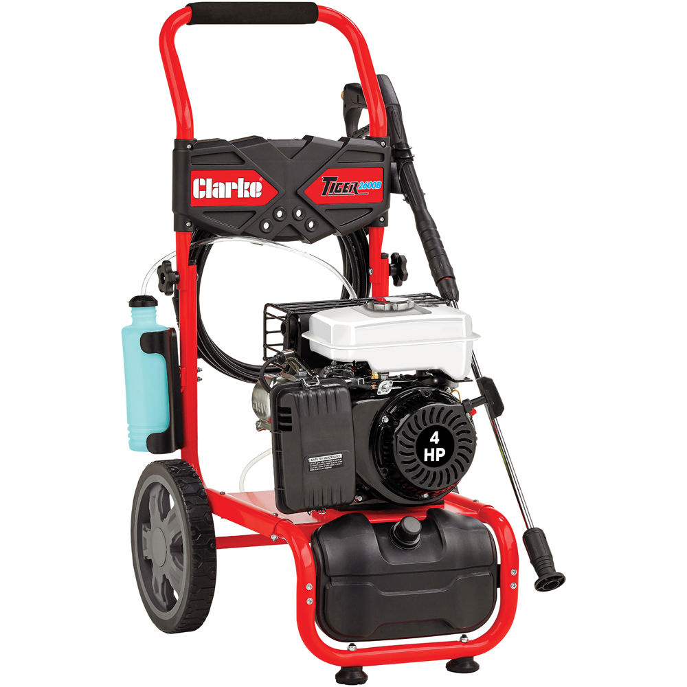 CLARKE TIGER 2600B 4HP PETROL PRESSURE WASHER 180 BAR (2610 PSI ...